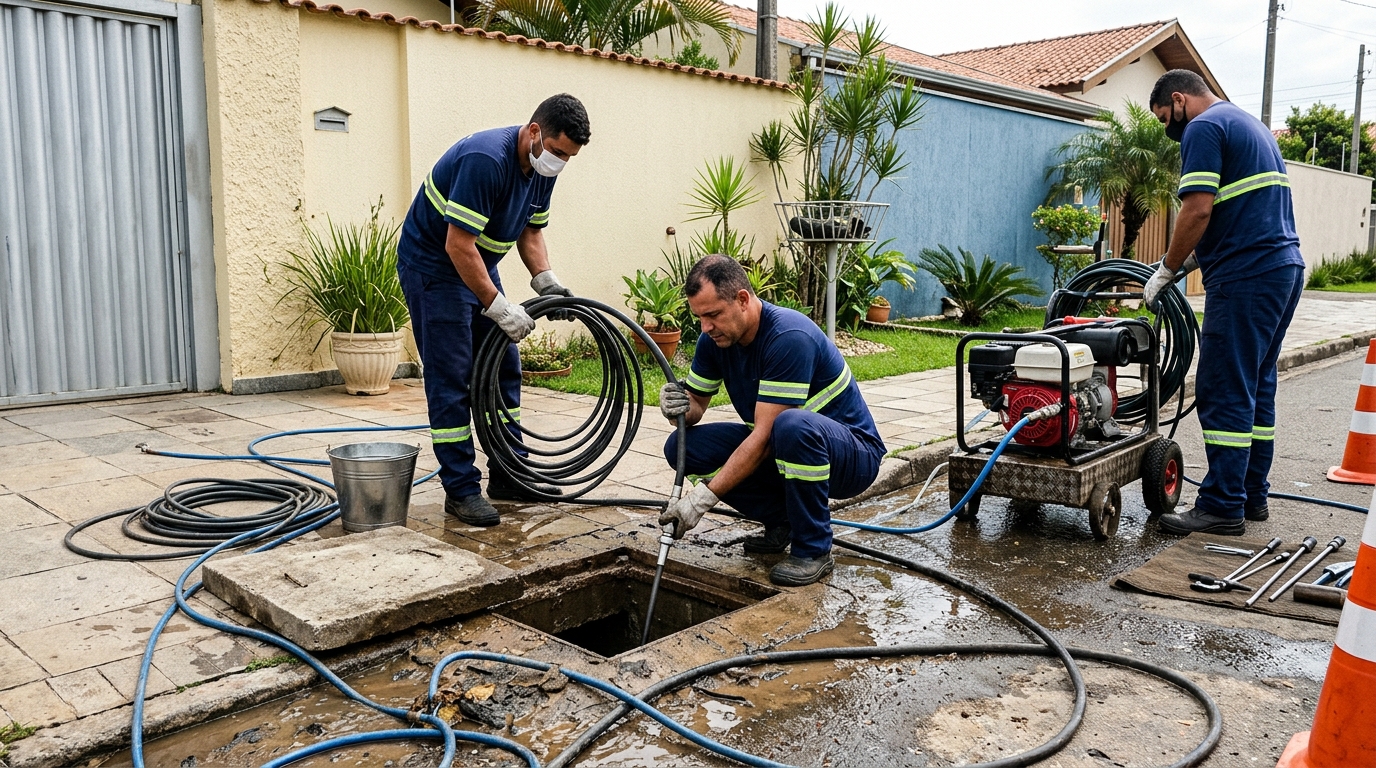 Desentupimento de esgoto residencial em Osasco-SP