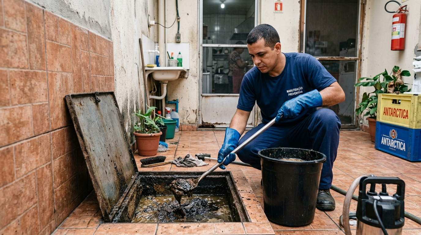 Equipe de limpeza de caixa de gordura em Osasco-SP