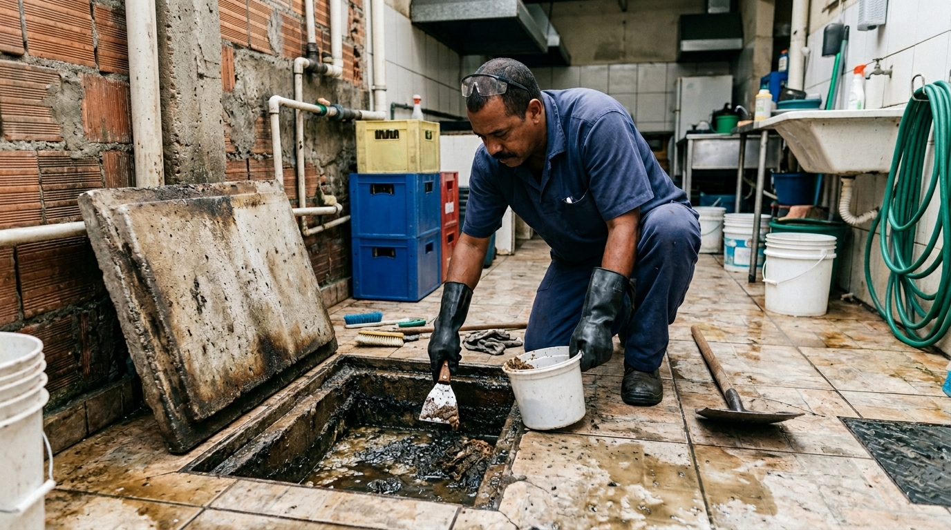 Limpeza de caixa de gordura residencial em Osasco-SP